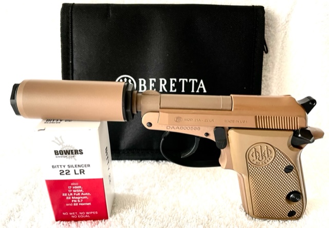 Beretta 21a “bobcat Covert”22lrthreaded Barrel Bowers Bitty Micro Suppressor Combo Fde Side 8893